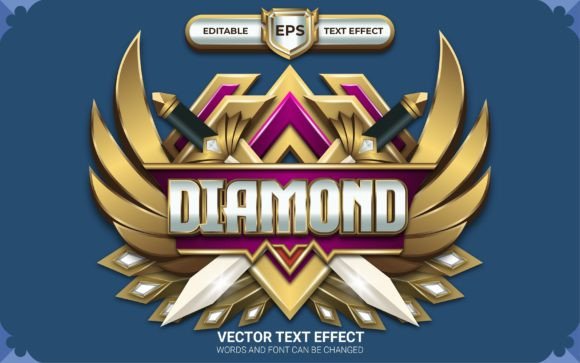Diamond Game Badge Text Effect for Designers