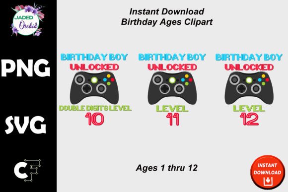 Video Game Birthday Clipart SVG & PNG for Designs
